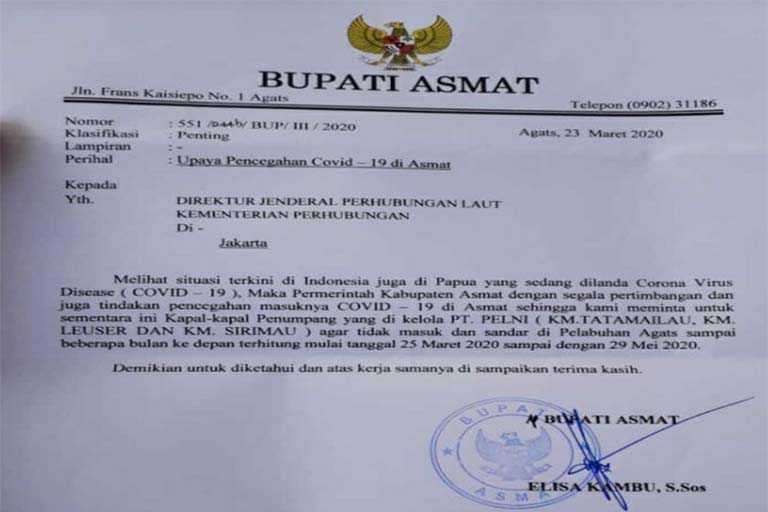 Asmat larang Kapal Penumpang