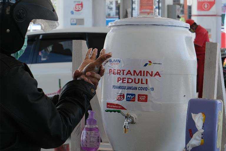 Pertamina Sediakan Tandon Cuci Tangan